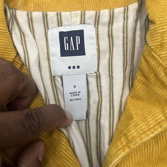 Gap BLAZER Women MUSTARD YELLOW GOLD Corduroy LINED 3-Button ACADEMIA Preppy - Picture 3 of 3